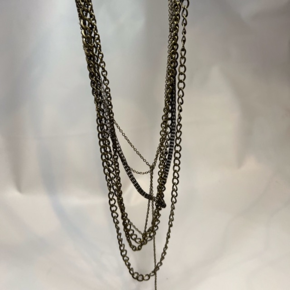 Brass costume multi chain necklace